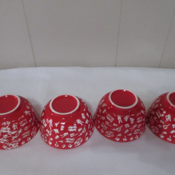 Red Tea Pot With Four Tea Cups In A Box - Picture 10 of 12